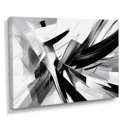Abstract Waves Black White Explosion - Abstract Modern Shapes Framed Prints