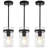 1 - Light Black Modern Pendant Light With Cylinder Clear Hammered Glass Shade-2063528402