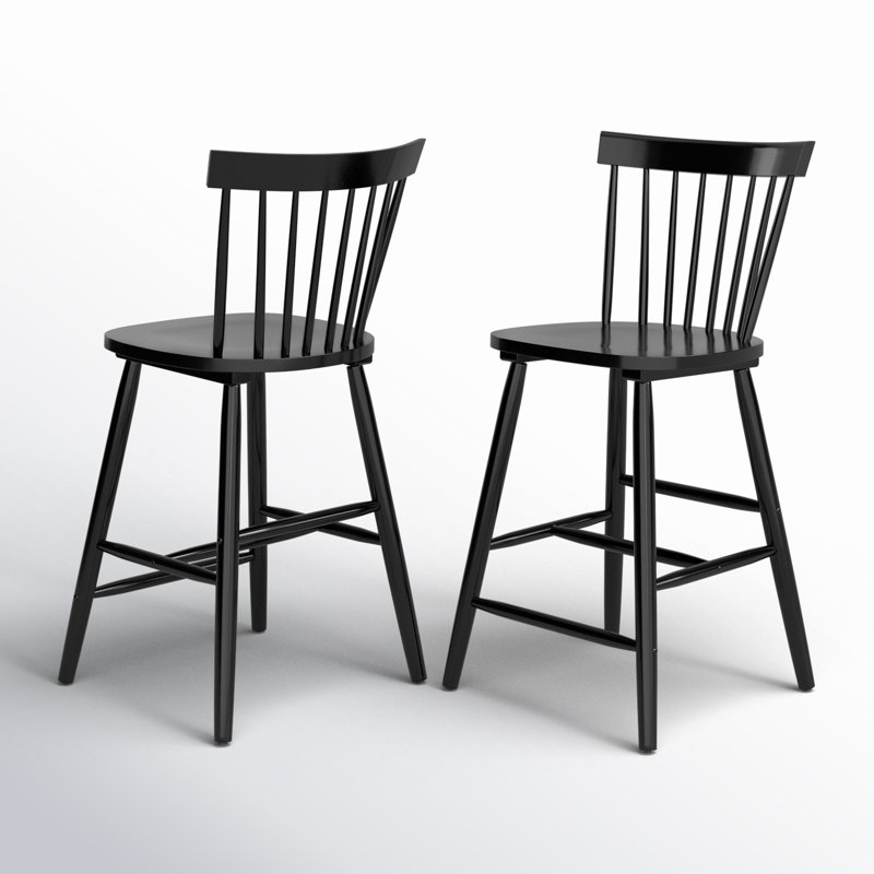 Stacee Solid Wood Counter Stool, Bar Stool (29" Seat Height), Black