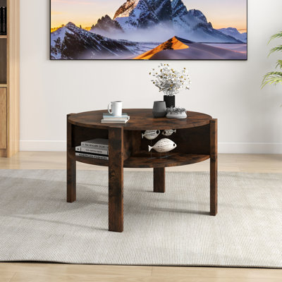 Table basse ronde à 4 niveaux avec 4 compartiments latéraux