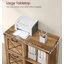 Classeur latéral, classeur avec 2 tiroirs, support pour imprimante, 2 compartiments ouverts, format A4, format lettre, dossiers suspendus, pour bureau personnel, style maison de campagne, brun miel-495837479