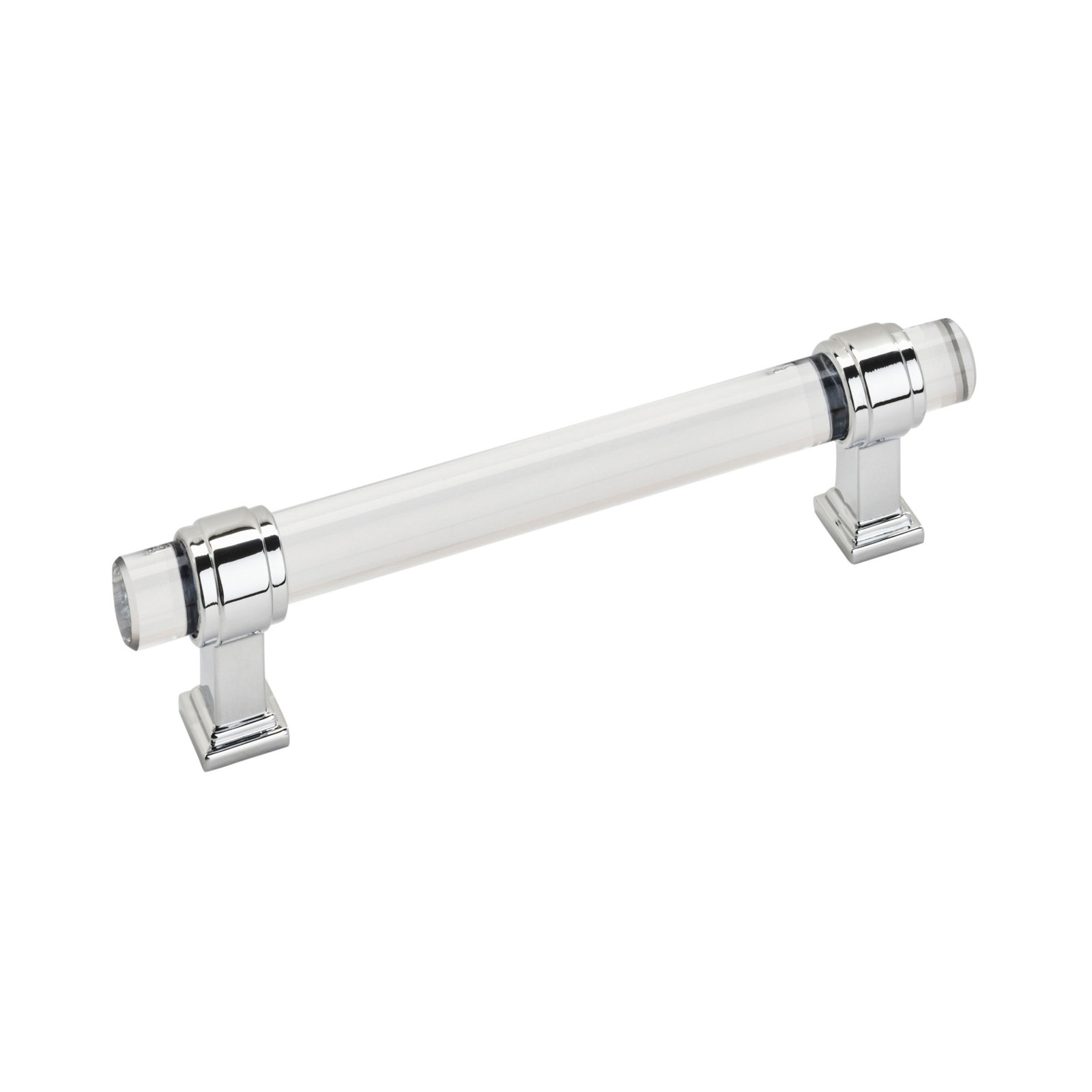 Glacio Bar Cabinet Pull, Clear/Polished Chrome, 5 1/16"