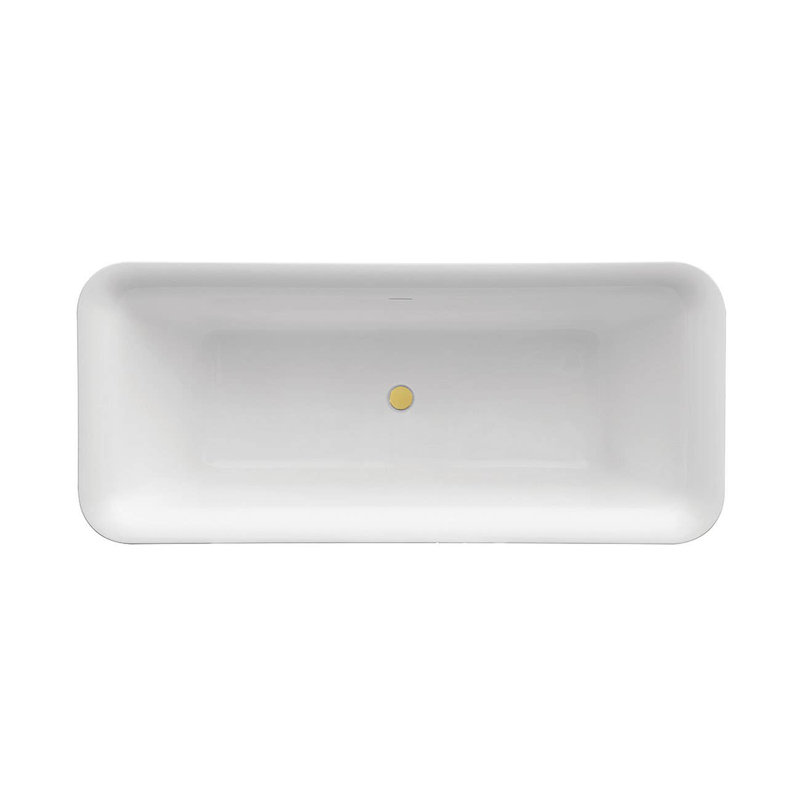 Emily 68.88'' x 23.63'' Soaking Acrylic Bathtub, White/Polished Brass 