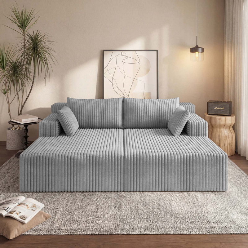 Canapé modulaire avec méridienne en forme de nuage, canapé modulaire moderne avec assise profonde, rembourré pour le salon et la chambre à coucher, aucun assemblage requis