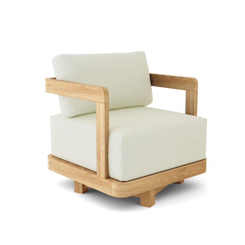 Chaise longue d'extérieur en teck Granada, Toile Sunbrella® naturel