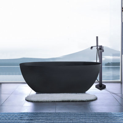 Biocura 65" X 30" Freestanding Soaking Oval Artificial Stone Surface Bathtub