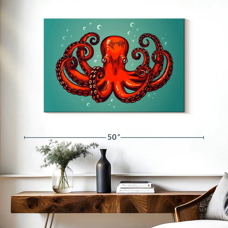 Mighty Red Octopus, 26" H x 39" W