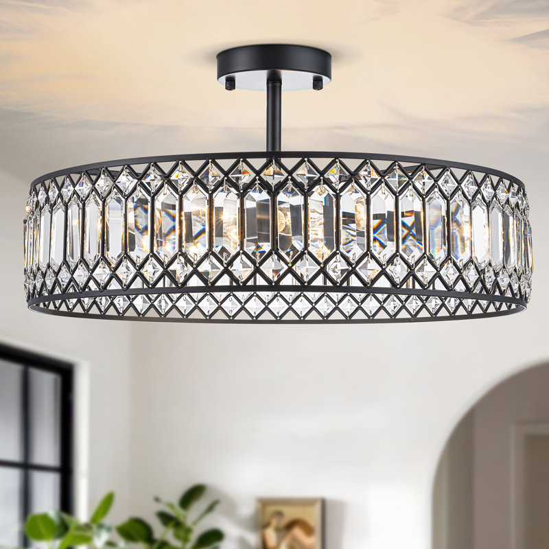 Plafonnier semi-encastré Luxury, 5 lumières, Noir mat