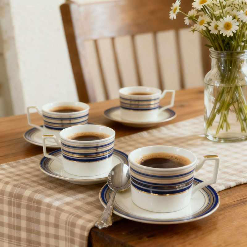 11 Piece White Ceramic Tea Set, White