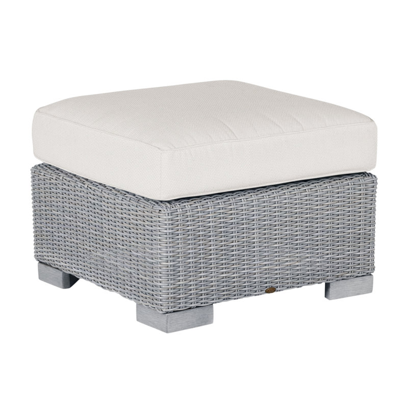 Club N-Dura Resin Wicker Outdoor Woven Ottoman, Welt, Dentelle Rollo, Huître