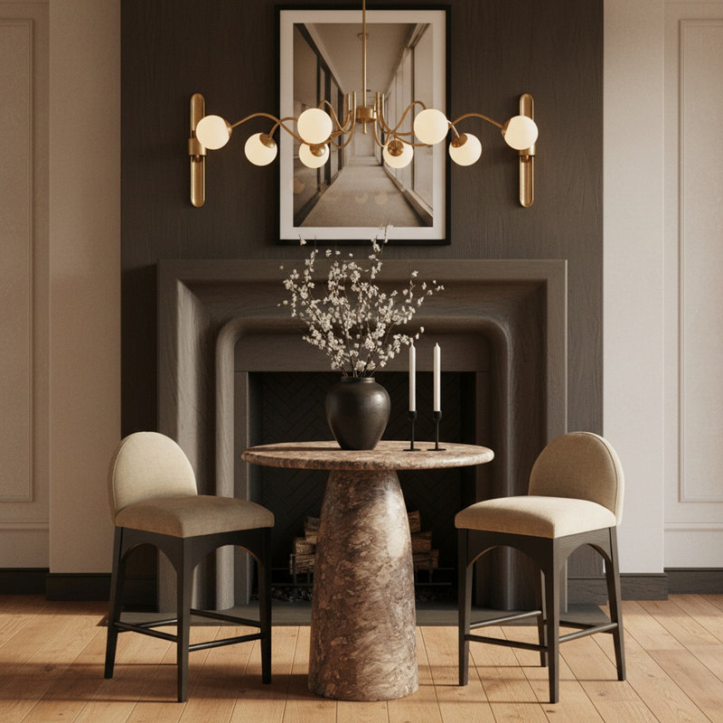 Table de hauteur comptoir intérieur / extérieur Coserza, H 36 po x l 36 po x P 36 po, Brun