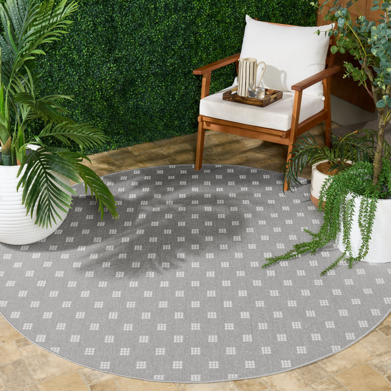 Terrace 804 Geometric Indoor/Outdoor Rug, Round 6'7"