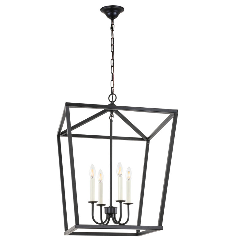 Lustre carré Myler, Noir, 4 lumières, H 26,6 po x l 20 po x P 20 po