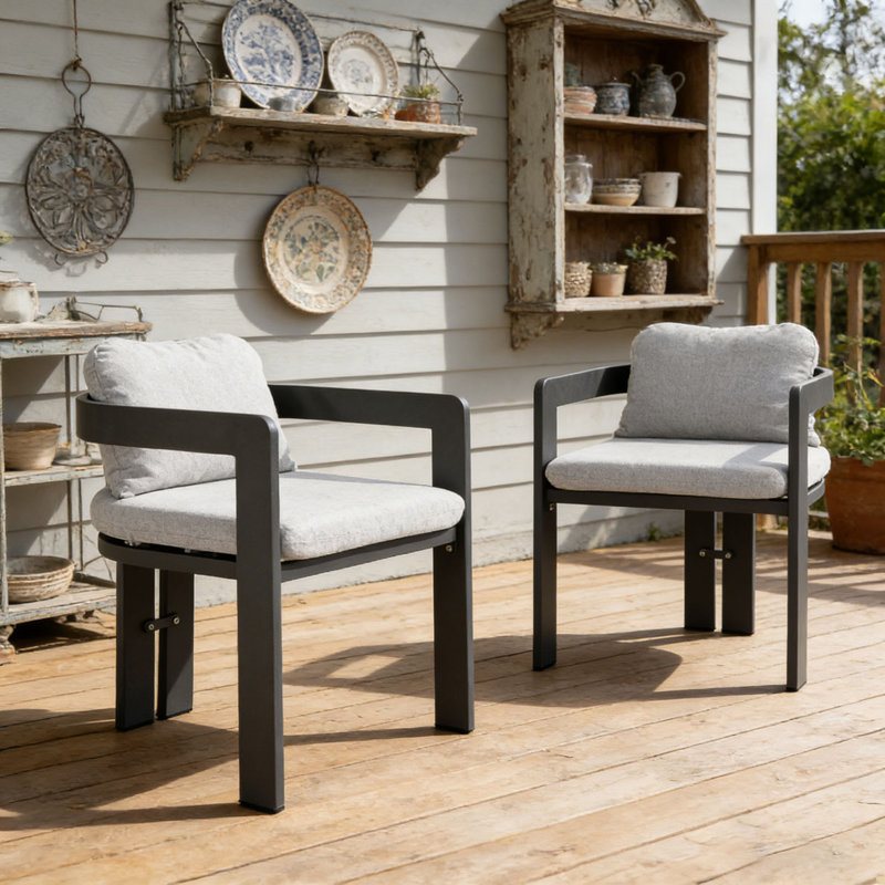 Chaise d'extérieur en aluminium pour patio, Gris