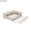 Grand lit plateforme tapissier avec lit gigogne simple et USB-1544485958