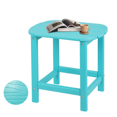 HDPE Outdoor Side Table with Wood Grain Texture – Weather-Resistant, Low-Maintenance Accent Table for Patio, Porch, Backyard, Poolside & Indoor Use