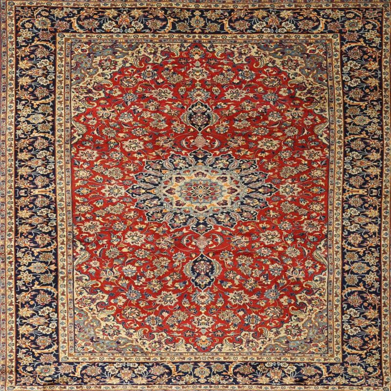 Rouge oriental Tapis décoratif Ioan, Rond 7 pi