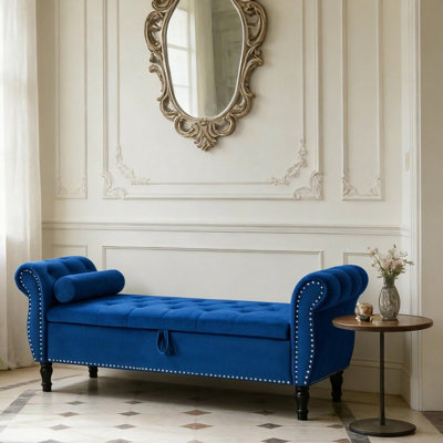 Velvet Upholstered Storage Bench