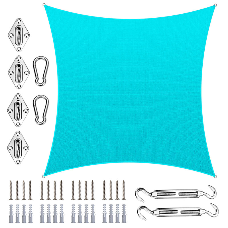 Toile d'ombrage carrée Royal Shade avec quincaillerie, Turquoise, 10 pi x 10 pi