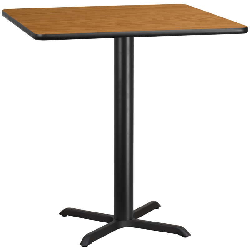Natural Laminate Square Bar Height Table with Black Metal Base