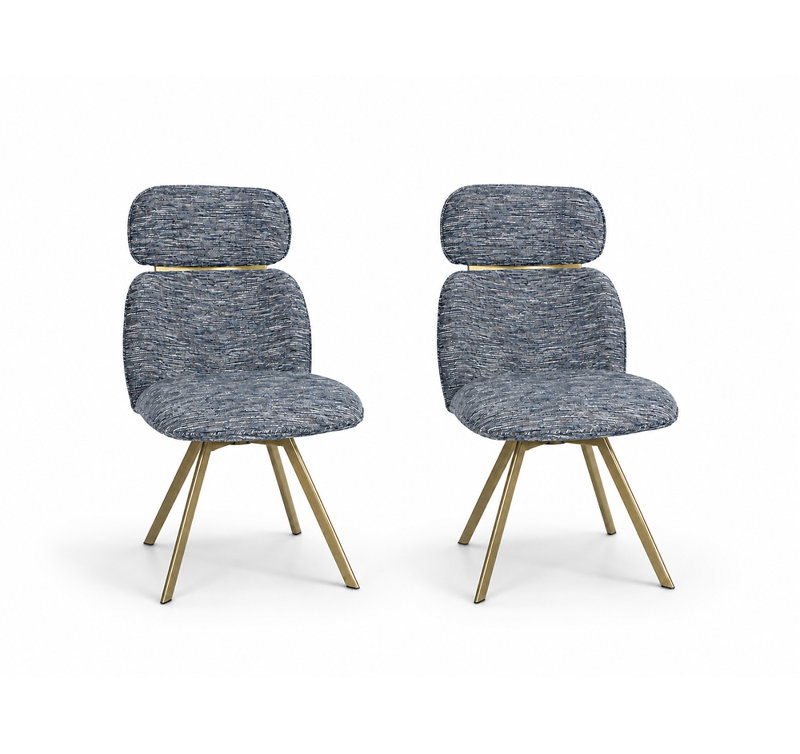 Ensemble 2 pièces de chaises de salle à manger rembourrées modernes avec pieds en métal doré et chaises à dossier haut, Red
