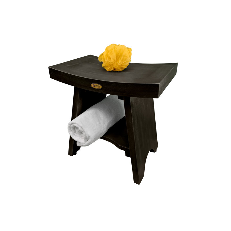 Teak Shower Bench, Dark Gray, 18" H x 18" W x 12" D