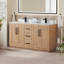Meuble-lavabo double 60 po avec comptoir en quartz blanc Calacatta sans miroir Deach
