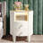 Kentshire Oval White Nightstand with LED and Glass Tabletop-1870390390