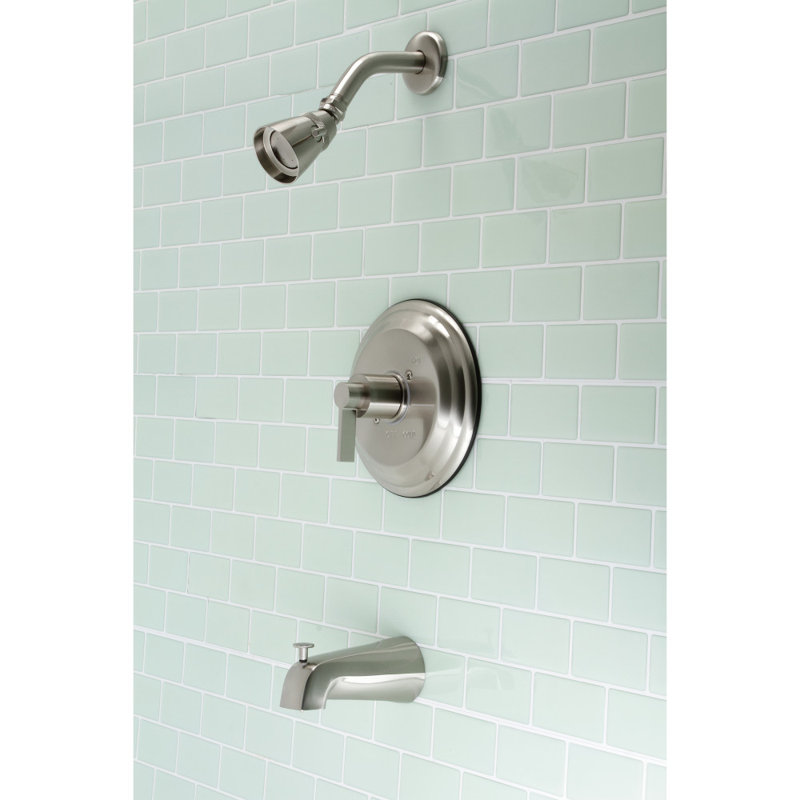 Kingston Brass NuvoFusion Single-Handle Pressure Balanced Tub and Shower Faucet, Brushed Nickel