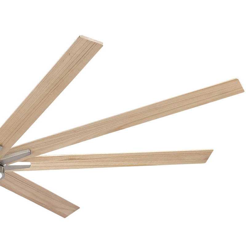 84" Lowe Profile Ceiling Fan With Light, Silver, Natural Wood