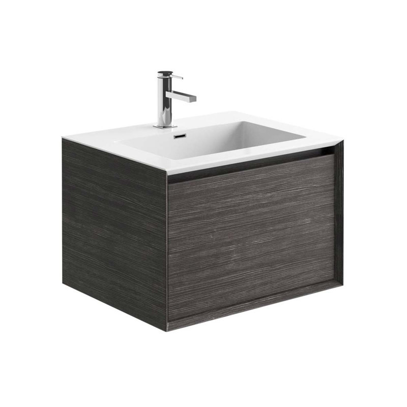 Sergio 750mm Single Bathroom Vanity with Integrated Polymarble Basin, White, Grey