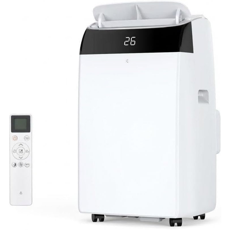 Efficient 4-in-1 Portable Air Conditioner – 10000 BTU, Cooling, Dehumidifier, Fan, Follow-Me, A++ R290 – Quiet 50 dB, 24H Timer, Remote, Window Kit – Cools up to 500 Sq Ft – White