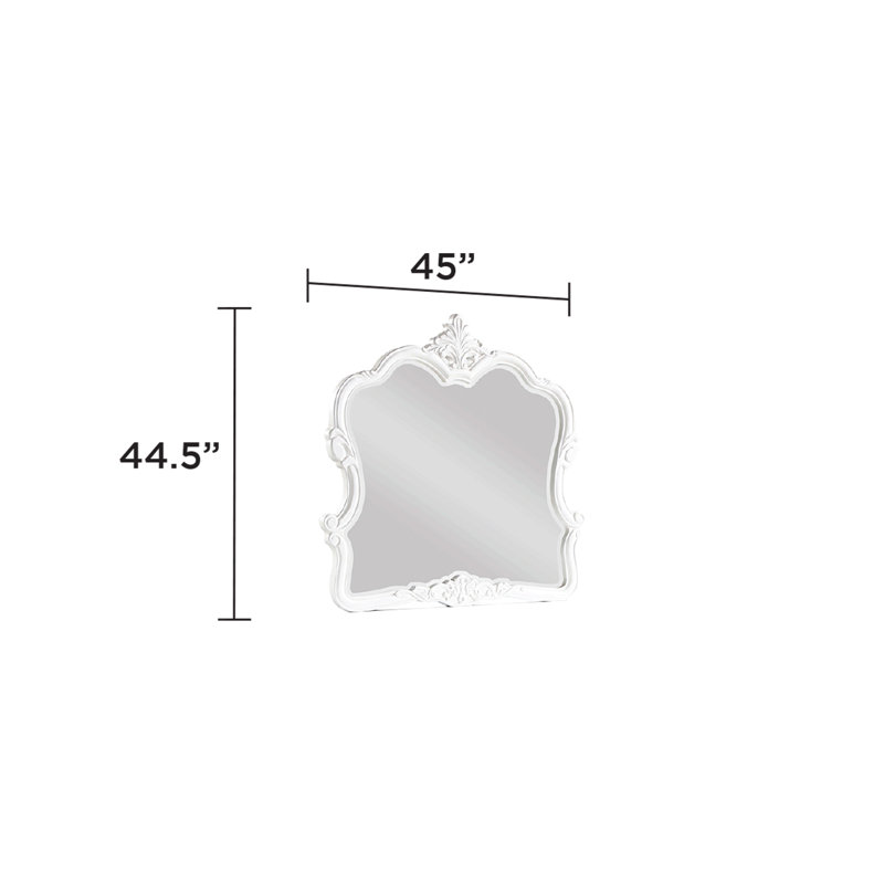 Miroir de style moderne en bois blanc perle, Blanc