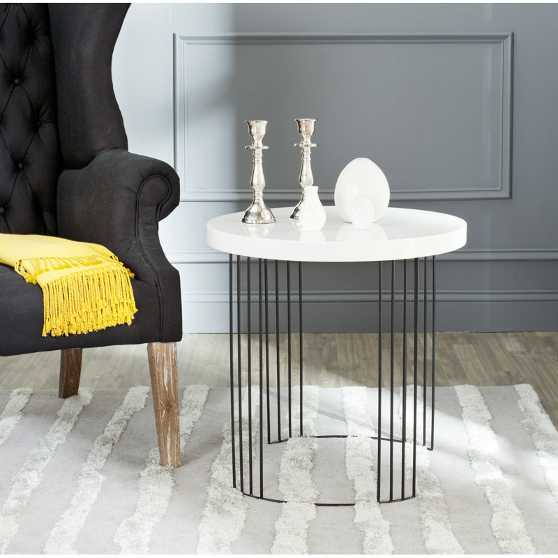 Keelin End Table, White/Black