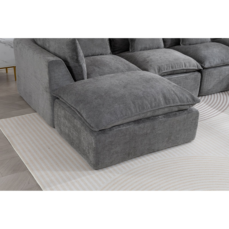 Canapés modulaires surdimensionnés en velours, gris antique, confort de salon moderne