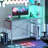 Johnothan LED Gaming Desk with Power Outlet,Computer Desk with Three Levels of Adjustable Shelves-1029856912-1049168459