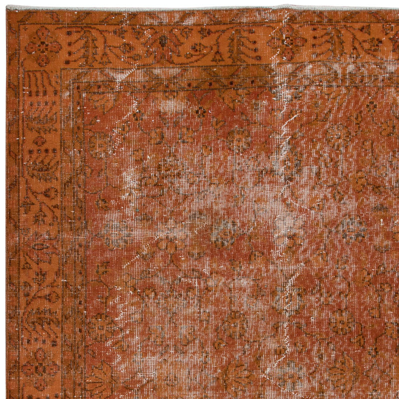 Tapis turc décoratif fait à la main 5,8 x 8,7 pi de couleur orange avec style Shabby Elegance