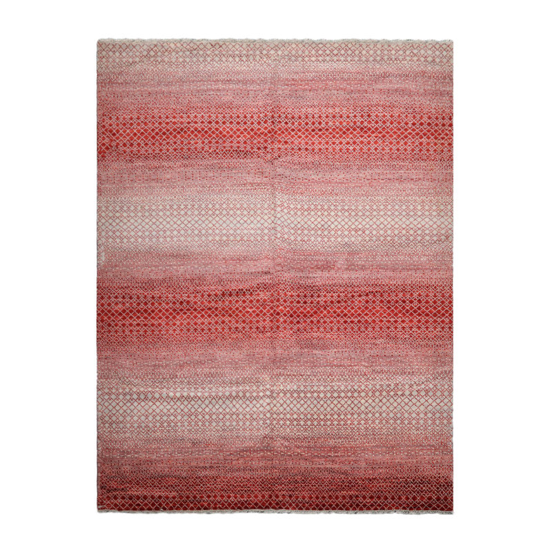 Tapis beige rectangulaire en laine tissé à la main