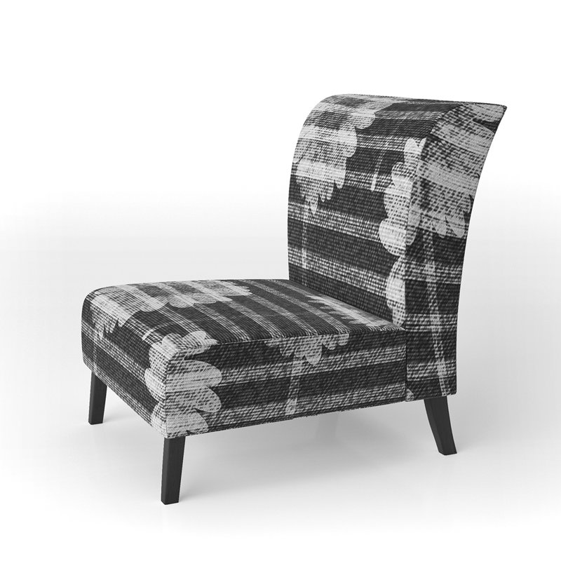 Fauteuil de chambre tapissier à motif de fleurs blanches à rayures