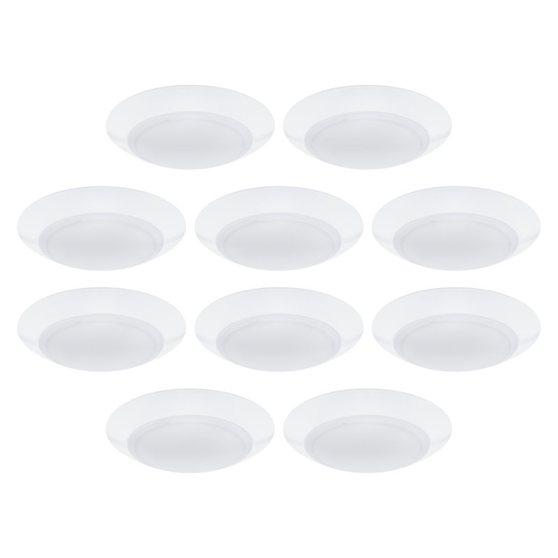 Disc 9.13" White Dimmable LED Flush Mount Wall / Ceiling Light (Install Over Junction Box), 5-CCT Selectable 2700K/3000K/3500K/4000K/5000K; Set of 10