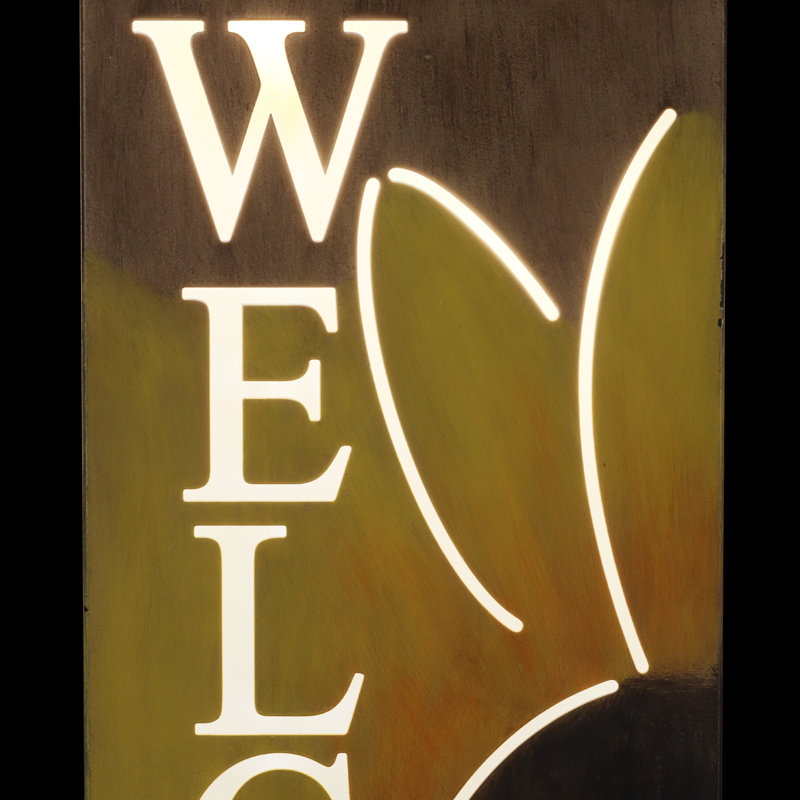 Exhart Hand Painted Solar Sunflower Hanging Wall Art, 8 by 24.5 Inches