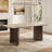 63" Modern Glossy Dining Table, Natural Stone Double-Layer Top with Stainless Steel Base, Seats 4-6
