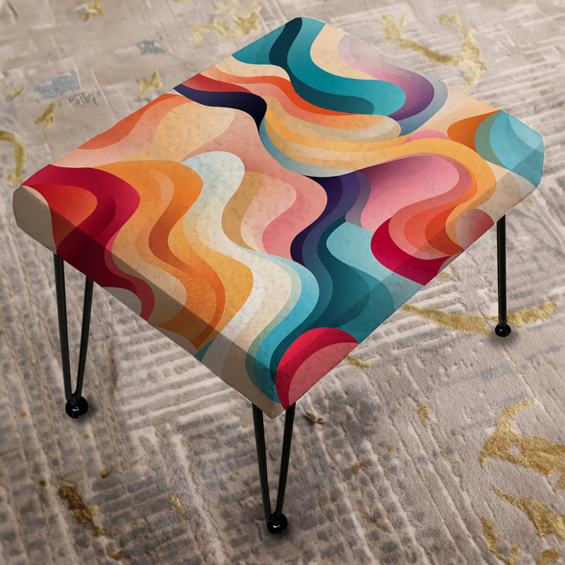 Doux doux multicolore abstrait Neutralité Wave II - Repose-pieds rectangulaire abstrait