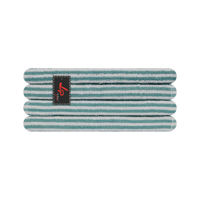 Cotton Stripe Jacquard Tea Towel Kitchen Towel, 4, Teal