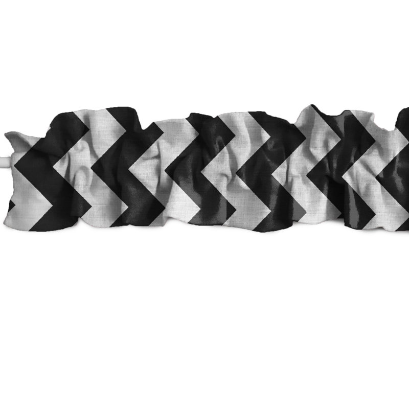 Cantonnière sur mesure en coton à chevrons, Noir, L 7 po x L 72 po