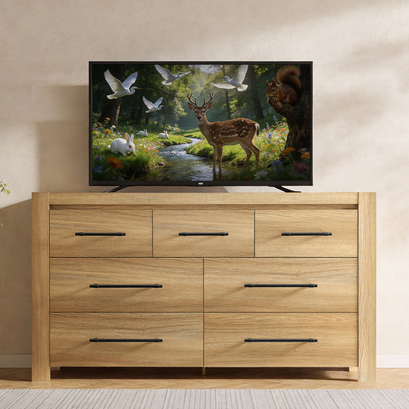 Nightstand And Dresser Set, Natural