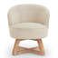 Classic Linen Fabric Swivel Lounge Chair | 360° Freely Rotating with Cross-Shaped Solid Wood Base & Legs | Comfortable Accent Chair for Living Room, Bedroom, Office & Dresser-541012767-541012754