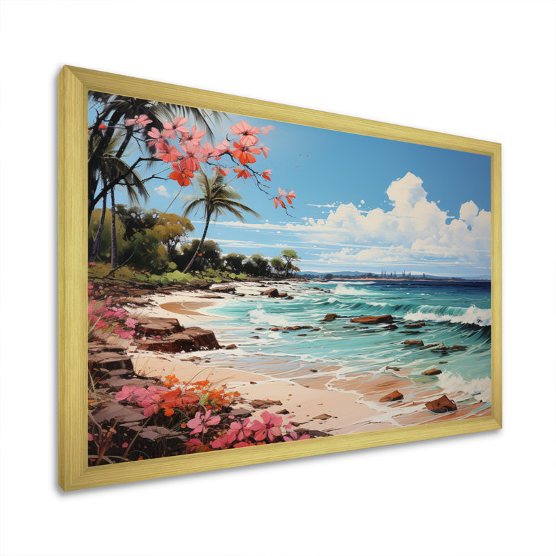 Beach Tropical Paradise Pointillism II - Nautical & Beach Canvas Prints, H 30 po x l 40 po x P 1,5 po