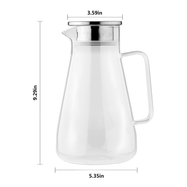 Breeze Glass Drink Water Pitcher with Stainless Steel Lid - 50 oz