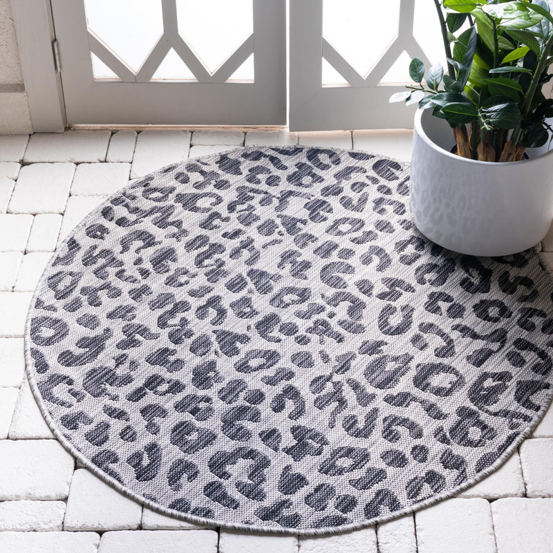 Tapis d'extérieur joyeux couleur pierre, Rond 10 pi 8 po